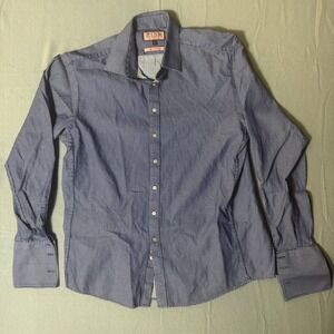 Thomas Pink Slim Fit Prestige Blue White Micro Check Dress Shirt 17.5 44cm